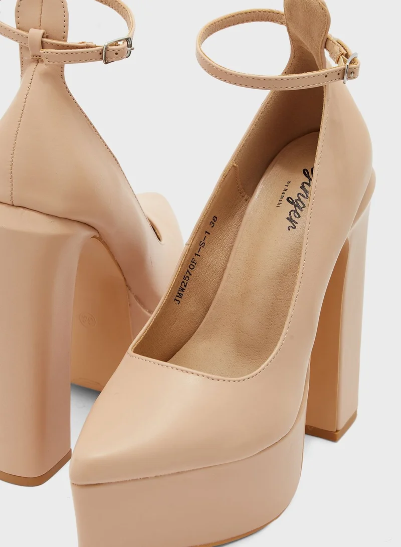 Ginger Platform Ankle Strap Pumps