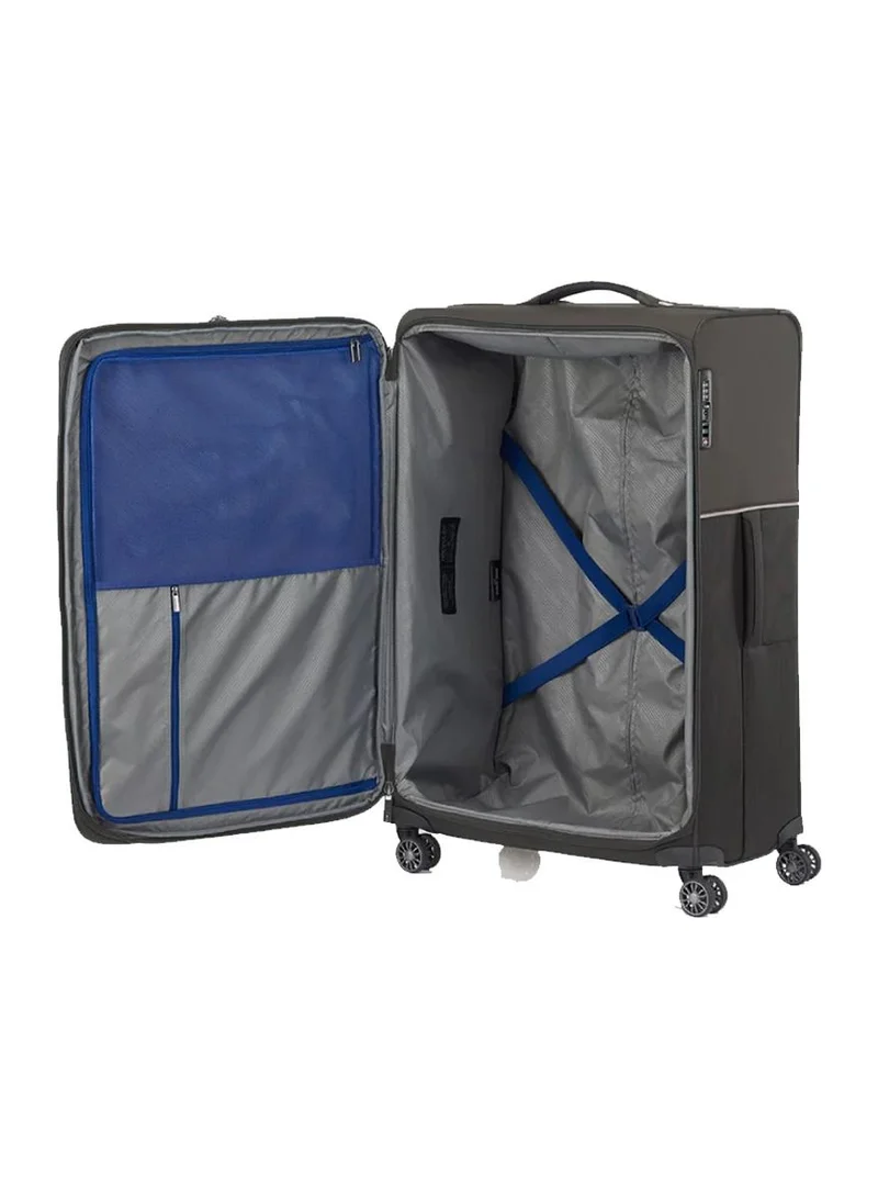 Samsonite 78 73h suitcase check-in size 78 cm / 29 inch, 4 spinner wheels, 100% nylon, platin grey|soft top|front pocket compartment|tsa combination lock|expandable - 10 years international warranty  | Best Price UAE
