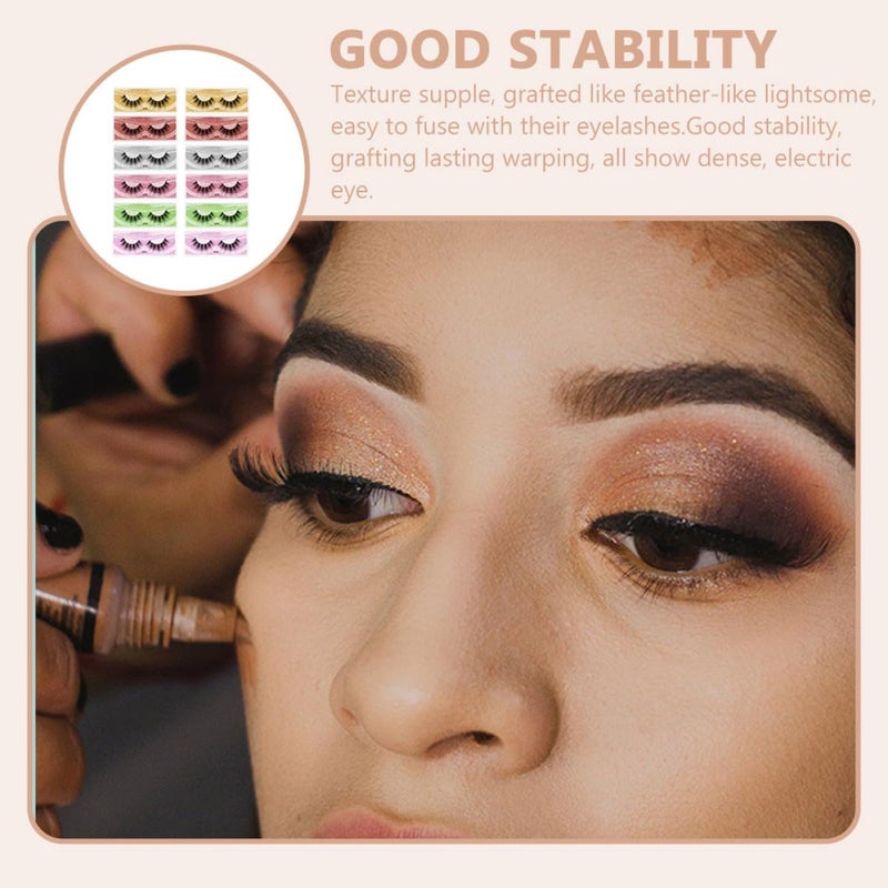 12 Pairs Thick False Eyelashes Colorful Base Mixed Volume Curl False Lash Set for Women Stage Makeup and Natural Look - Image 5