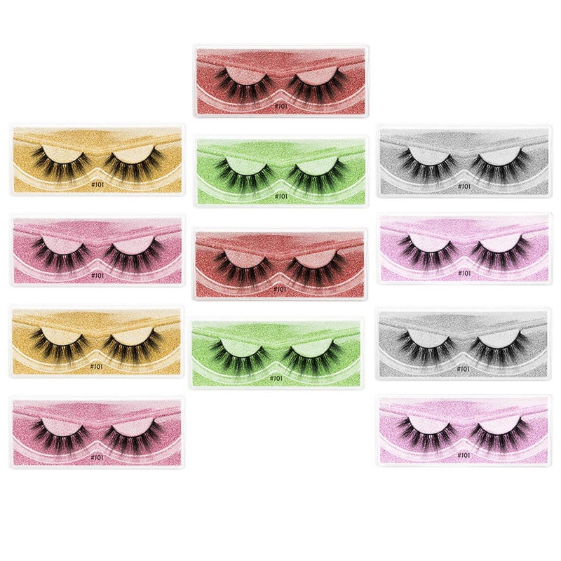 12 Pairs Thick False Eyelashes Colorful Base Mixed Volume Curl False Lash Set for Women Stage Makeup and Natural Look - Image 1