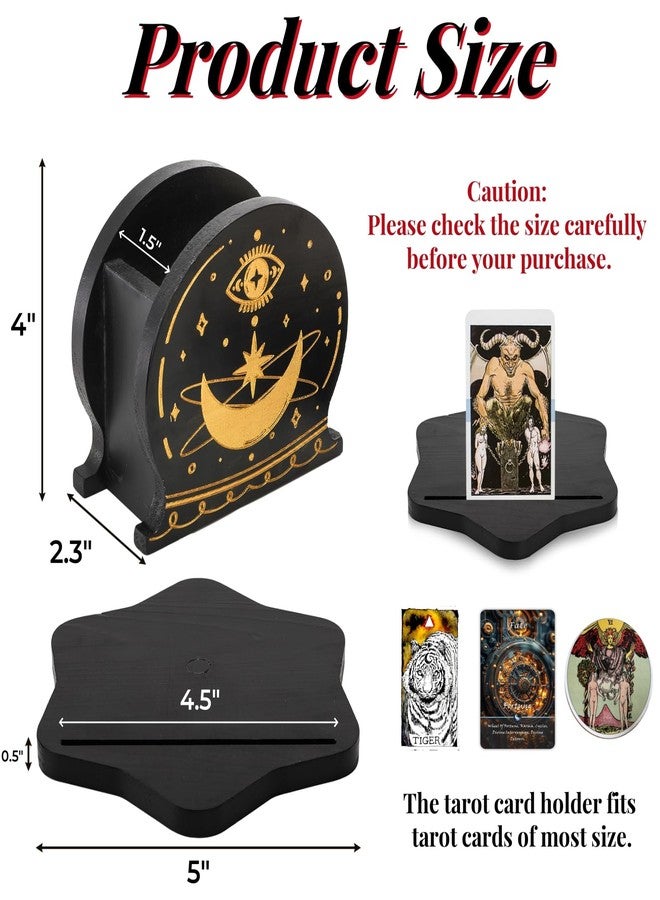 Eorbow Tarot Deck Holder with Card Case, Wood Tarot Card Display Stand Box, Round Daily Oracle Card Organizer, Witchy Decor Altar Supply for Crystal Stone Storage, Wiccan Accessories Gift - Image 2