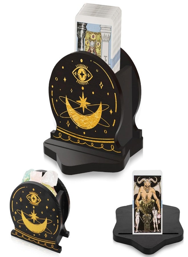 Eorbow Tarot Deck Holder with Card Case, Wood Tarot Card Display Stand Box, Round Daily Oracle Card Organizer, Witchy Decor Altar Supply for Crystal Stone Storage, Wiccan Accessories Gift - Image 1