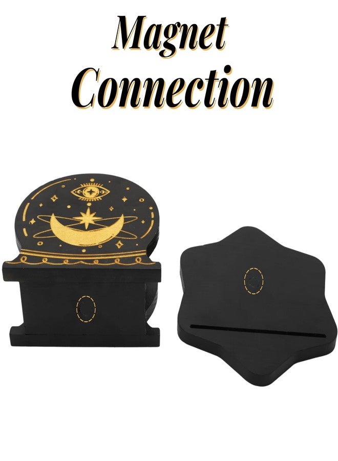 Eorbow Tarot Deck Holder with Card Case, Wood Tarot Card Display Stand Box, Round Daily Oracle Card Organizer, Witchy Decor Altar Supply for Crystal Stone Storage, Wiccan Accessories Gift - Image 3