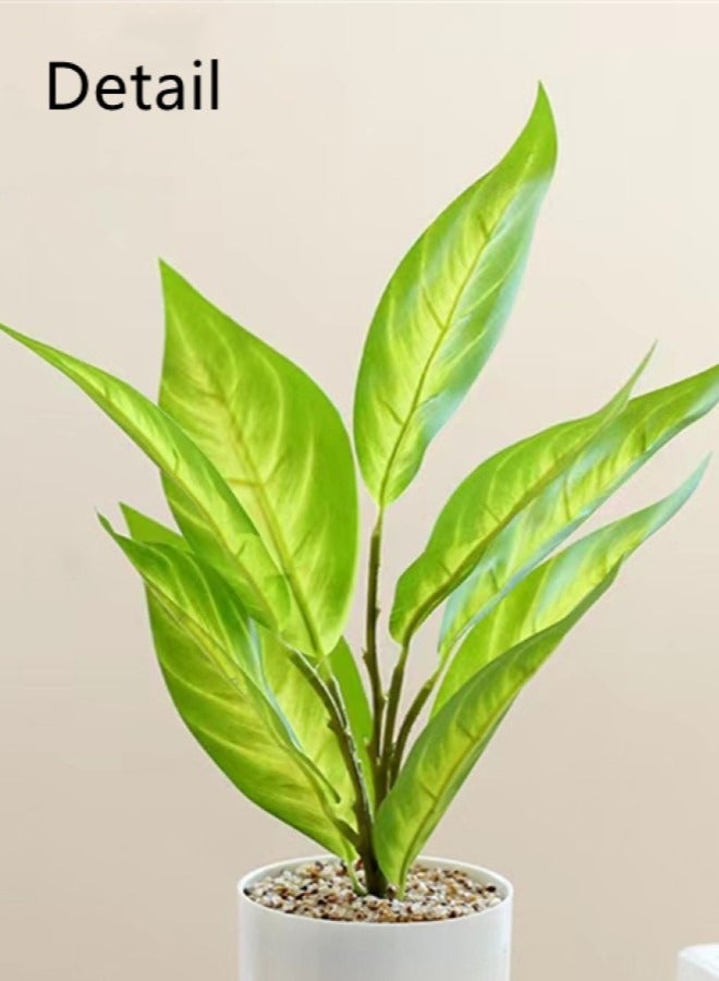 Kutis قطعة واحدة من نبات صناعي محفوظ بوعاء زخرفة حديثة لتزيين الطاولة بوليستر أخضر/أبيض 34x9.5 سنتيمتر - Image 2