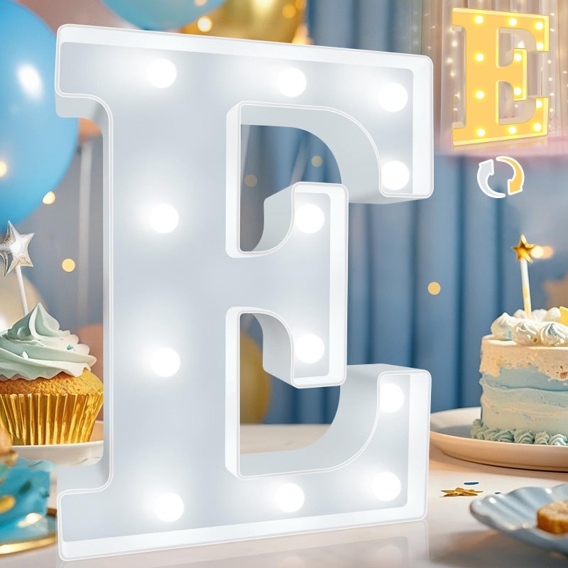 Pooqla LED Marquee Letter Lights, Warm White and Cool White Decorative Lighted Letters, Light Up Alphabet Letters for Boys Girls, Party, Wedding, Bar, Night Light, Birthday Decoration, Letter E - Image 1