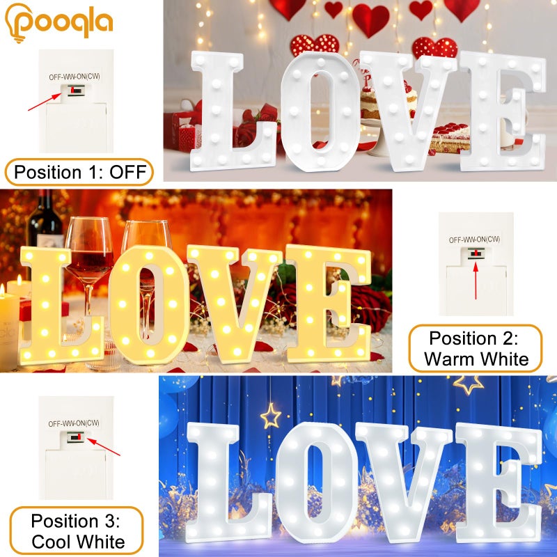 Pooqla LED Marquee Letter Lights, Warm White and Cool White Decorative Lighted Letters, Light Up Alphabet Letters for Boys Girls, Party, Wedding, Bar, Night Light, Birthday Decoration, Letter E - Image 2