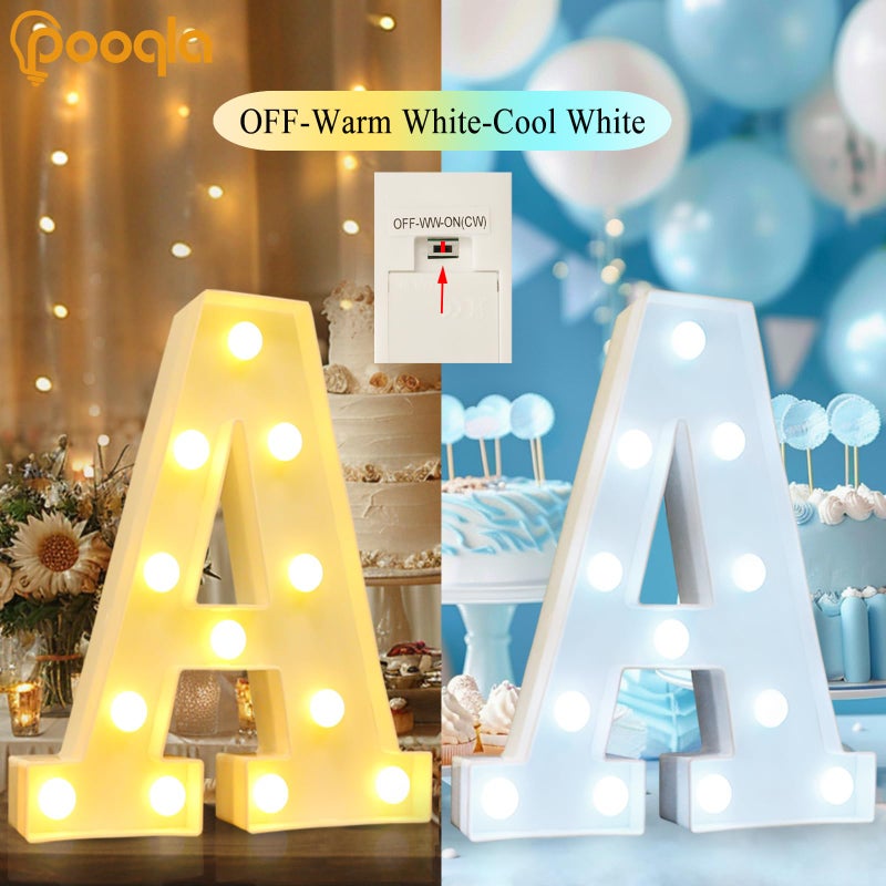 Pooqla LED Marquee Letter Lights, Warm White and Cool White Decorative Lighted Letters, Light Up Alphabet Letters for Boys Girls, Party, Wedding, Bar, Night Light, Birthday Decoration, Letter E - Image 4