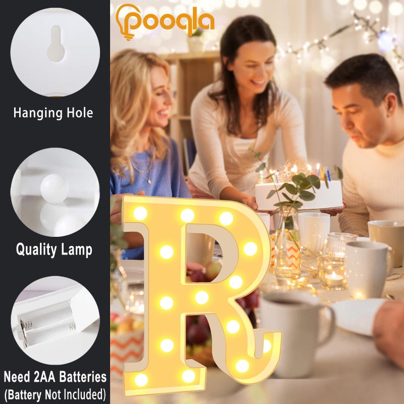 Pooqla LED Marquee Letter Lights, Warm White and Cool White Decorative Lighted Letters, Light Up Alphabet Letters for Boys Girls, Party, Wedding, Bar, Night Light, Birthday Decoration, Letter E - Image 3