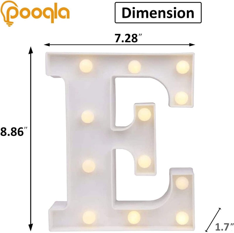 Pooqla LED Marquee Letter Lights, Warm White and Cool White Decorative Lighted Letters, Light Up Alphabet Letters for Boys Girls, Party, Wedding, Bar, Night Light, Birthday Decoration, Letter E - Image 5