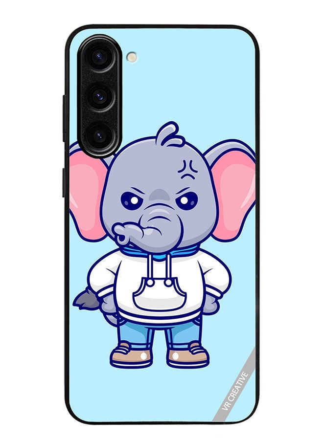 VR CREATIVE Protective Case Cover For Samsung Galaxy S23 Plus Cute Angry Elephant Wearing Hoodie Design Multicolour - Image 1