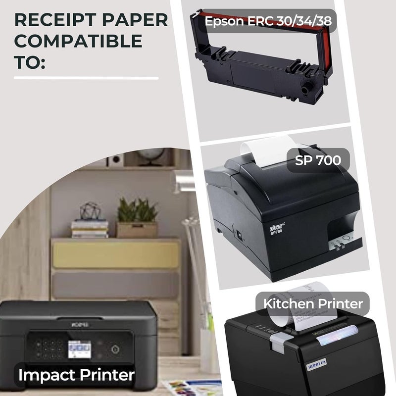 BAM POS 3" x 150' 1ply Bond Receipt Paper Rolls for Kitchen Impact Printers TMU200 SRP275 Star SP700 Suitable For Printing Kitchen Tickets and Order Receipts (24 Rolls Per Case) - Image 2
