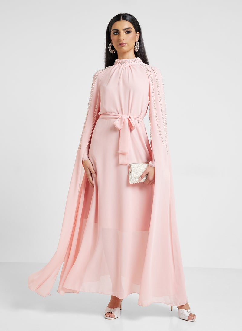 Khizana Embellished Dress With Exaggerated Sleeve - Image 4