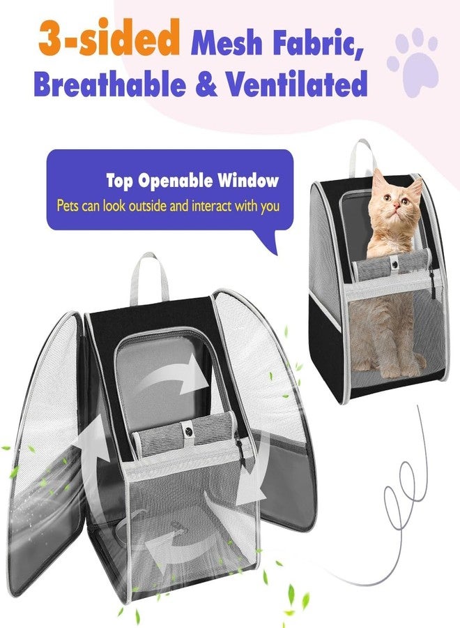 GBEX Large Cat Carrier Backpack, Pet Carrier Backpack with Breathable Mesh for Small Medium Cats & Puppies, Upgraded Steel Frame Bubble Cat Carrier for Hiking Travel Cycling - Grey (Mesh) - Image 3