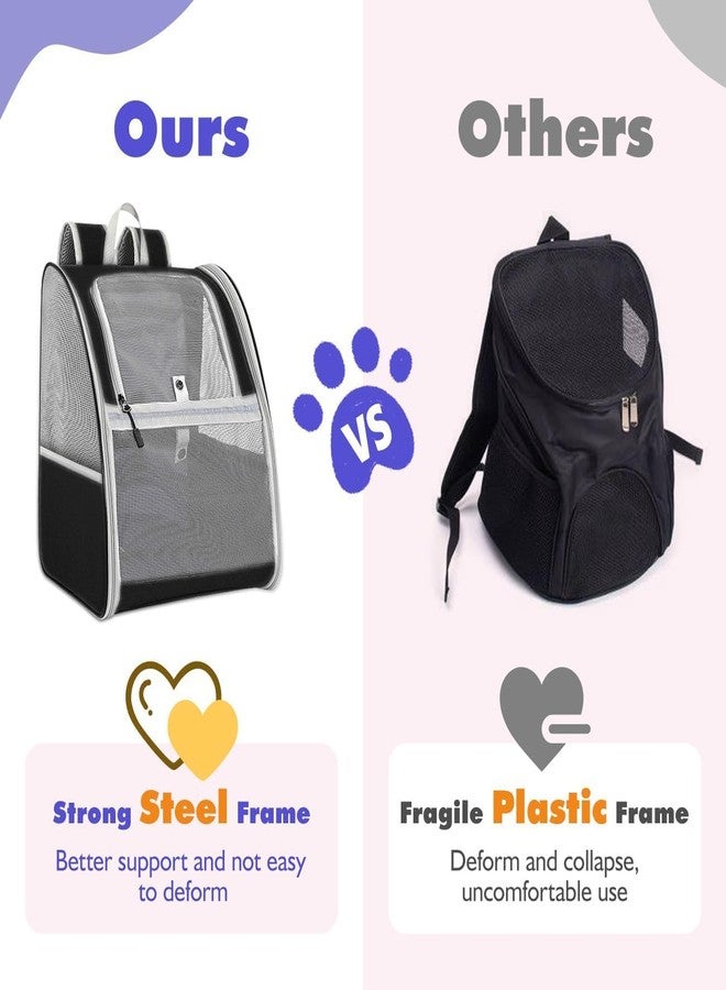 GBEX Large Cat Carrier Backpack, Pet Carrier Backpack with Breathable Mesh for Small Medium Cats & Puppies, Upgraded Steel Frame Bubble Cat Carrier for Hiking Travel Cycling - Grey (Mesh) - Image 4