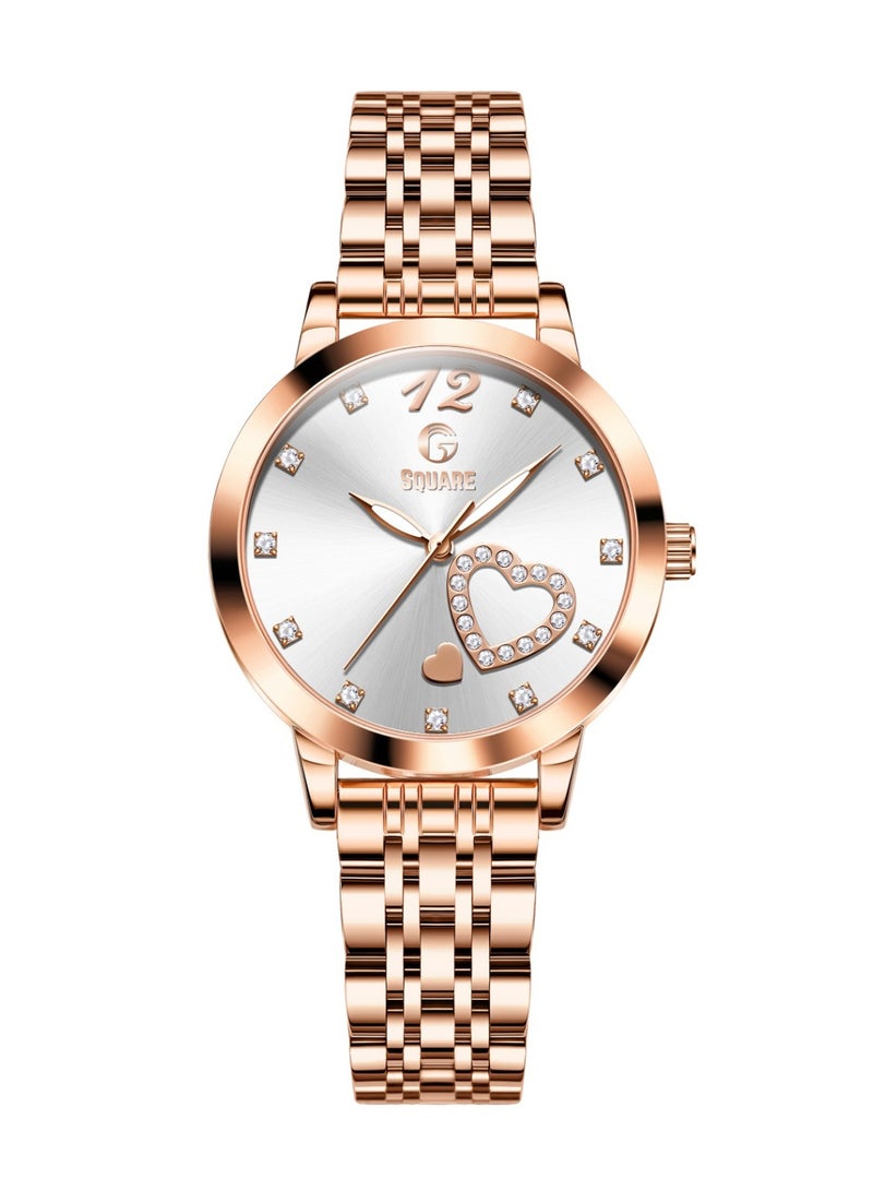 Gsquare Women’s Analog Quartz Rose Gold Stainless Steel Watch – Model 5189 - Image 1