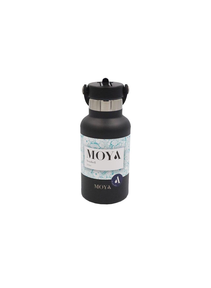 Moya "Seashell" 350ml Insulated Sustainable Water Bottle Black - Image 2