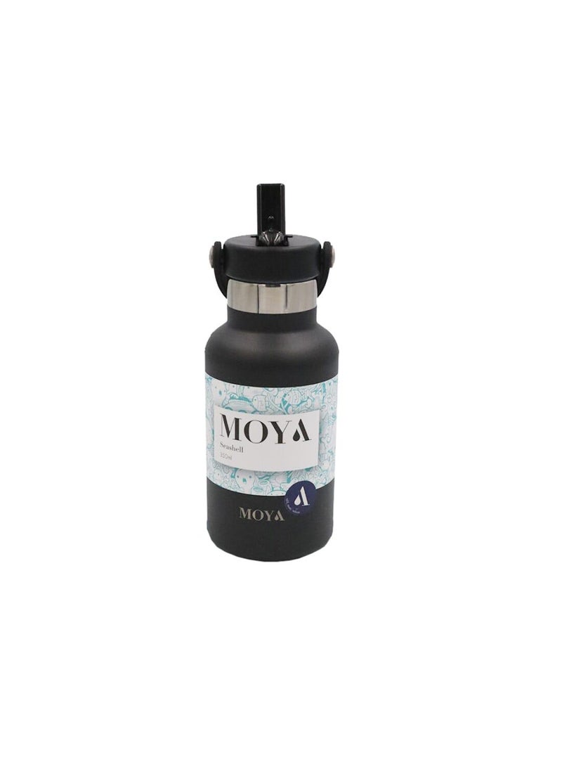Moya "Seashell" 350ml Insulated Sustainable Water Bottle Black - Image 3