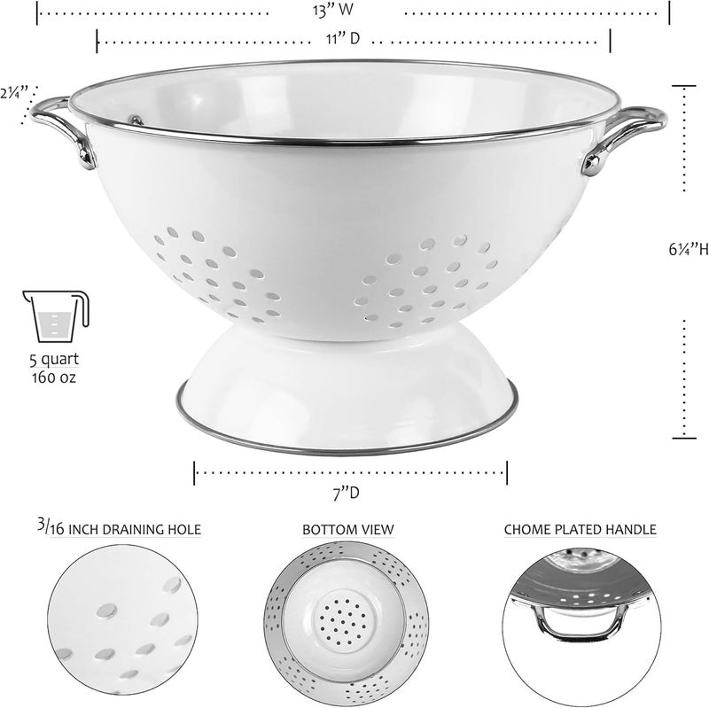 Reston Lloyd Calypso Basics by Reston Lloyd Powder Coated Enameled Colander, 5 Quart, Red - Image 3