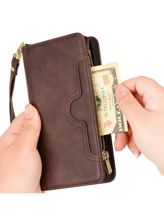 زبون جراب هاتف Google Pixel 6a من الجلد بسحاب من نسيج الليتشي - Image 5