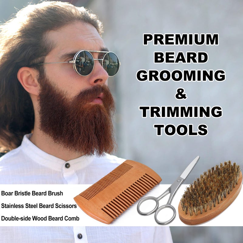 YogerYou Beard Kit,Beard Grooming Kit for Men W/Straight Razor,2 PACK Beard Oil, Wash, Balm, Brush, Comb, Scissors Mens Birthday Christmas Gifts for Men Boyfriend Husband Beard Trimming Shaving Kit - Image 5
