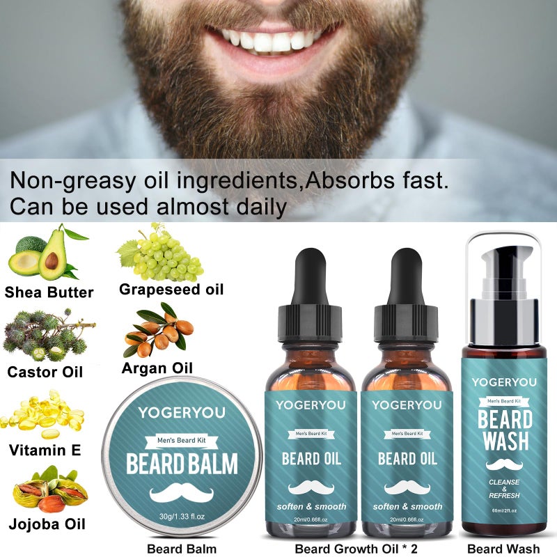 YogerYou Beard Kit,Beard Grooming Kit for Men W/Straight Razor,2 PACK Beard Oil, Wash, Balm, Brush, Comb, Scissors Mens Birthday Christmas Gifts for Men Boyfriend Husband Beard Trimming Shaving Kit - Image 4