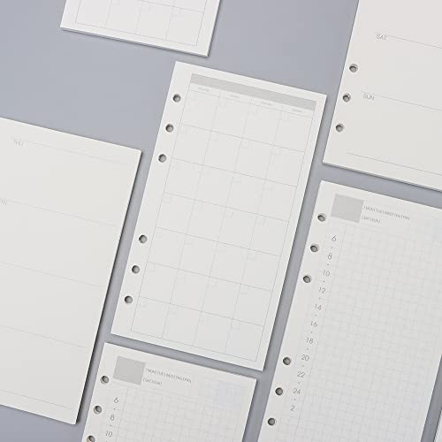 AxeWoodz A6 Refill Paper 3 Pack Undated Daily Weekly Monthly Binder Inserts 6-Hole Punched Filler Paper Planner Refills, 135 Sheets/270 Pages Refillable Planner Binder Papers - Image 2