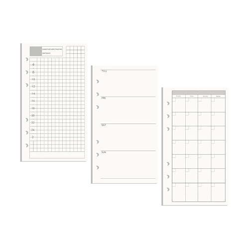 AxeWoodz A6 Refill Paper 3 Pack Undated Daily Weekly Monthly Binder Inserts 6-Hole Punched Filler Paper Planner Refills, 135 Sheets/270 Pages Refillable Planner Binder Papers - Image 1