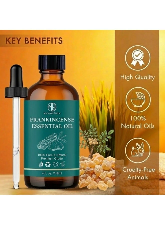 Mudassir Gulzar Frankincense Essential Oil 4 fl oz (118ml), 100% Pure & Natural Premium Grade Frankincense Oil for Aromatherapy, Diffuser, Skin Care & Massage, Frankincenseoil Essential Oil - Image 5