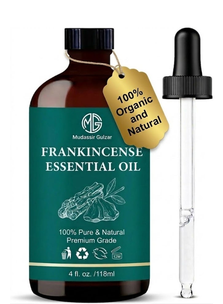 Mudassir Gulzar Frankincense Essential Oil 4 fl oz (118ml), 100% Pure & Natural Premium Grade Frankincense Oil for Aromatherapy, Diffuser, Skin Care & Massage, Frankincenseoil Essential Oil - Image 1