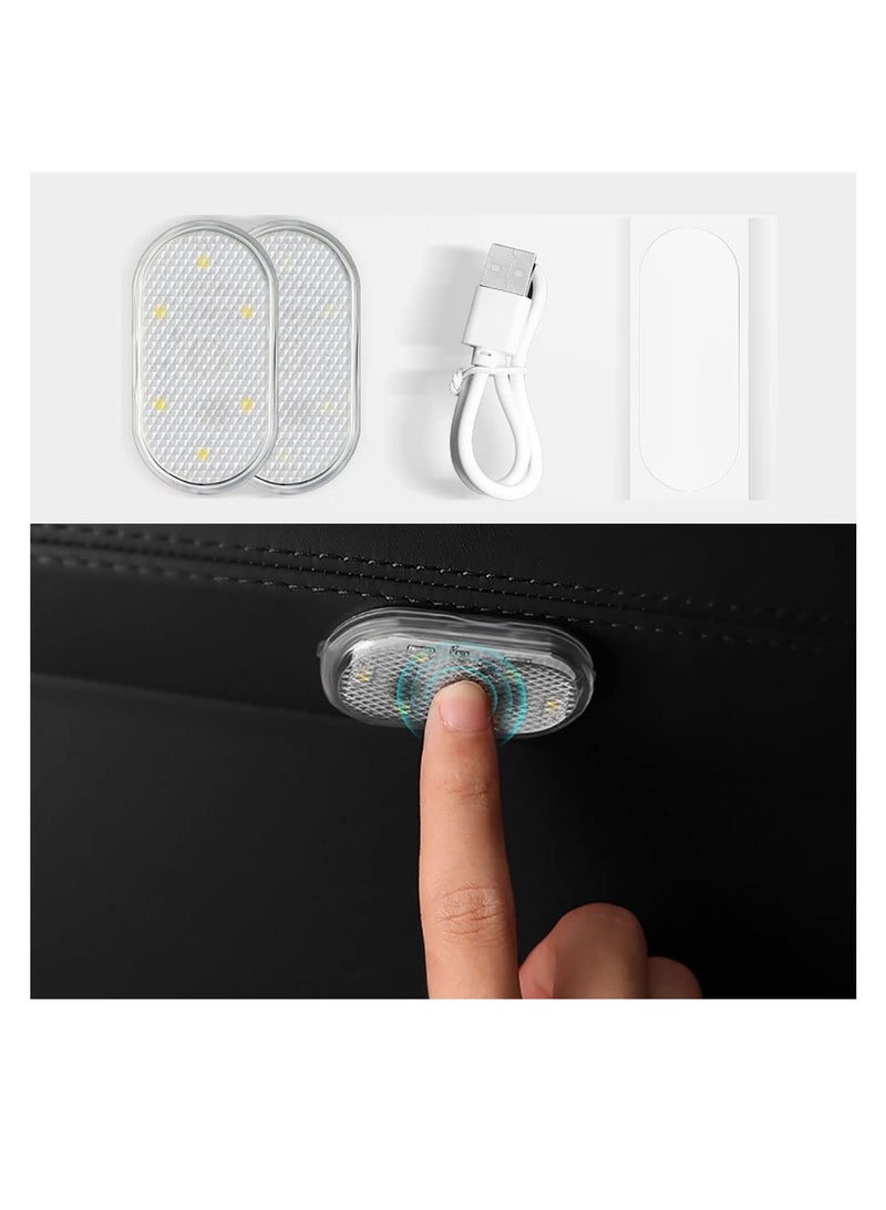 Generic 2 Pcs Car LED Lights Interior, LED Interior Car Lights with 6 Bright LED Lamp Beads, Portable Night Reading Light Car Interior Atmosphere, USB Rechargeable Lighting Light (Warm White Light)  - Image 1