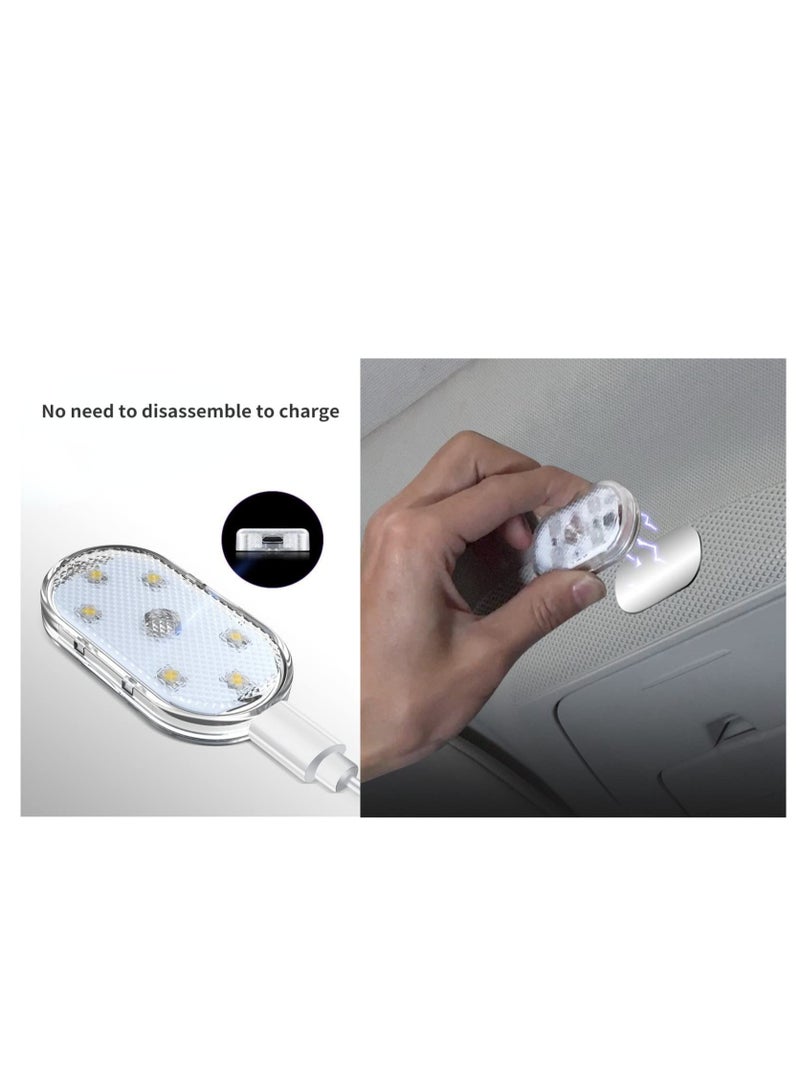 Generic 2 Pcs Car LED Lights Interior, LED Interior Car Lights with 6 Bright LED Lamp Beads, Portable Night Reading Light Car Interior Atmosphere, USB Rechargeable Lighting Light (Warm White Light)  - Image 4