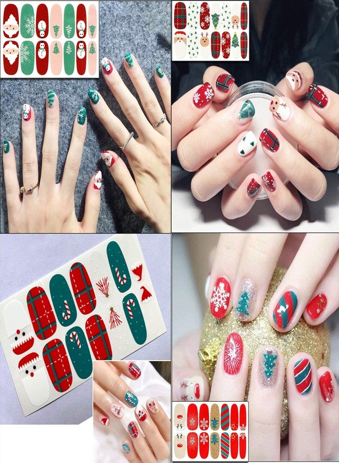 TailaiMei 12 Sheets Christmas Full Wraps Nail Polish Stickers, Self-Adhesive Nail Art Decals Strips with 2Pc Nail File, Glitter Manicure Kits for Nail Art Design - Image 3