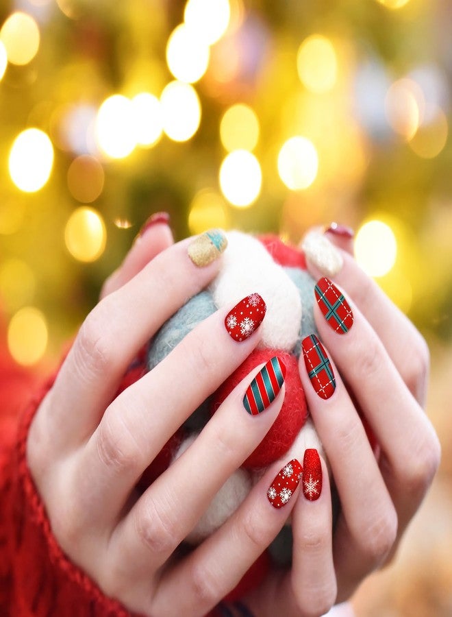 TailaiMei 12 Sheets Christmas Full Wraps Nail Polish Stickers, Self-Adhesive Nail Art Decals Strips with 2Pc Nail File, Glitter Manicure Kits for Nail Art Design - Image 5