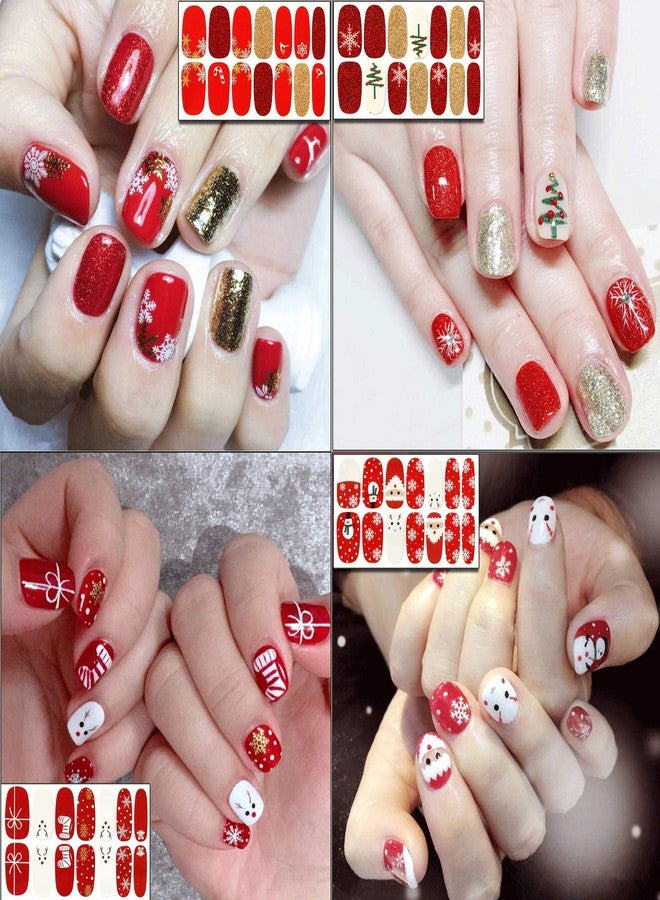 TailaiMei 12 Sheets Christmas Full Wraps Nail Polish Stickers, Self-Adhesive Nail Art Decals Strips with 2Pc Nail File, Glitter Manicure Kits for Nail Art Design - Image 2