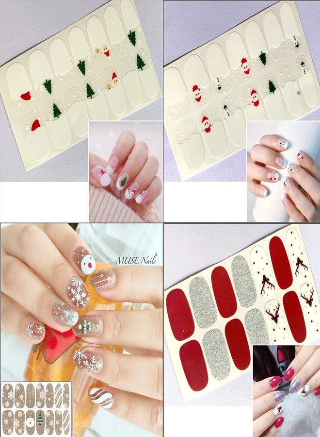 TailaiMei 12 Sheets Christmas Full Wraps Nail Polish Stickers, Self-Adhesive Nail Art Decals Strips with 2Pc Nail File, Glitter Manicure Kits for Nail Art Design - Image 4