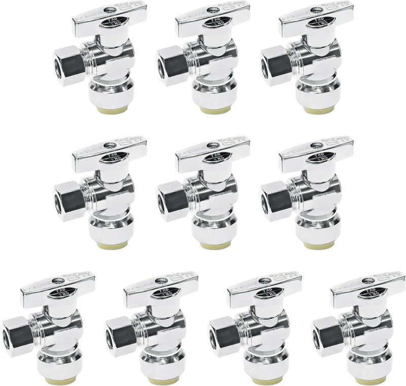 VINTEX 1/2" Push-fit x 3/8" Threaded Compression Angle Stop Valve - 10 Pack - Image 1