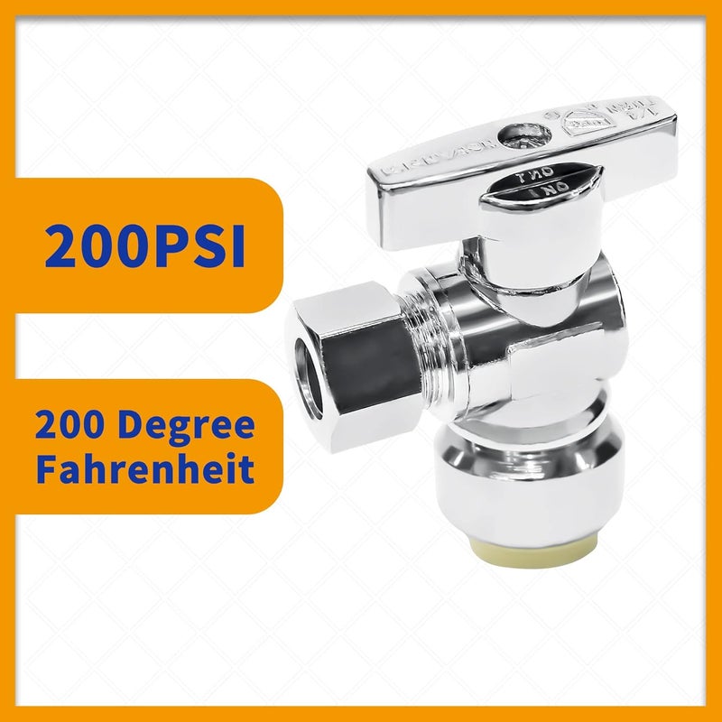 VINTEX 1/2" Push-fit x 3/8" Threaded Compression Angle Stop Valve - 10 Pack - Image 4