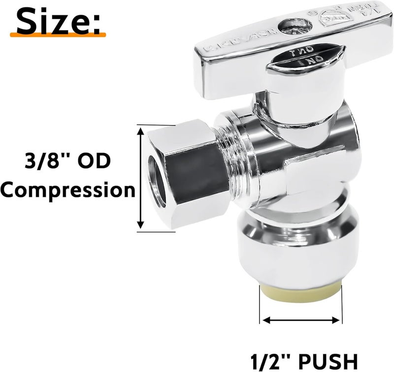 VINTEX 1/2" Push-fit x 3/8" Threaded Compression Angle Stop Valve - 10 Pack - Image 2