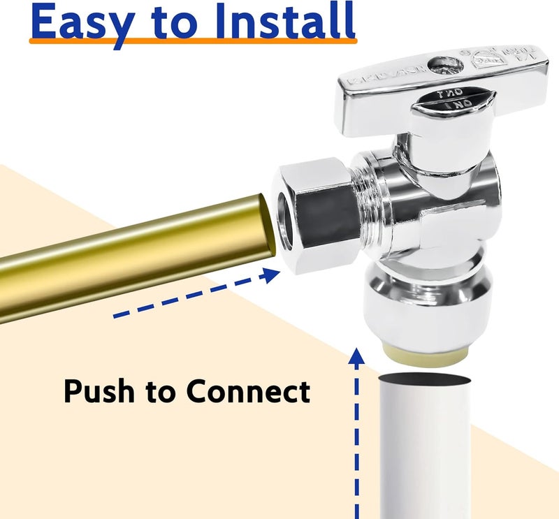 VINTEX 1/2" Push-fit x 3/8" Threaded Compression Angle Stop Valve - 10 Pack - Image 3