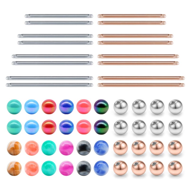 JFORYOU Replacement Bar and Balls for Straight Barbell Piercing Jewelry for Nipple rings Tongue ring Industrial Piercing Body Piercing 14G 18mm 20mm 25mm 32mm Bar Length - Image 1