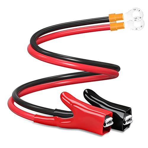 ELECTOP Upgraded 10AWG Battery Alligator Clips Booster Jumper Cable, Battery Charger Clamps to O Ring Terminal Harness Wire, Quick Disconnect/Connect Cable for Inverter Car Battery Charging - Image 1