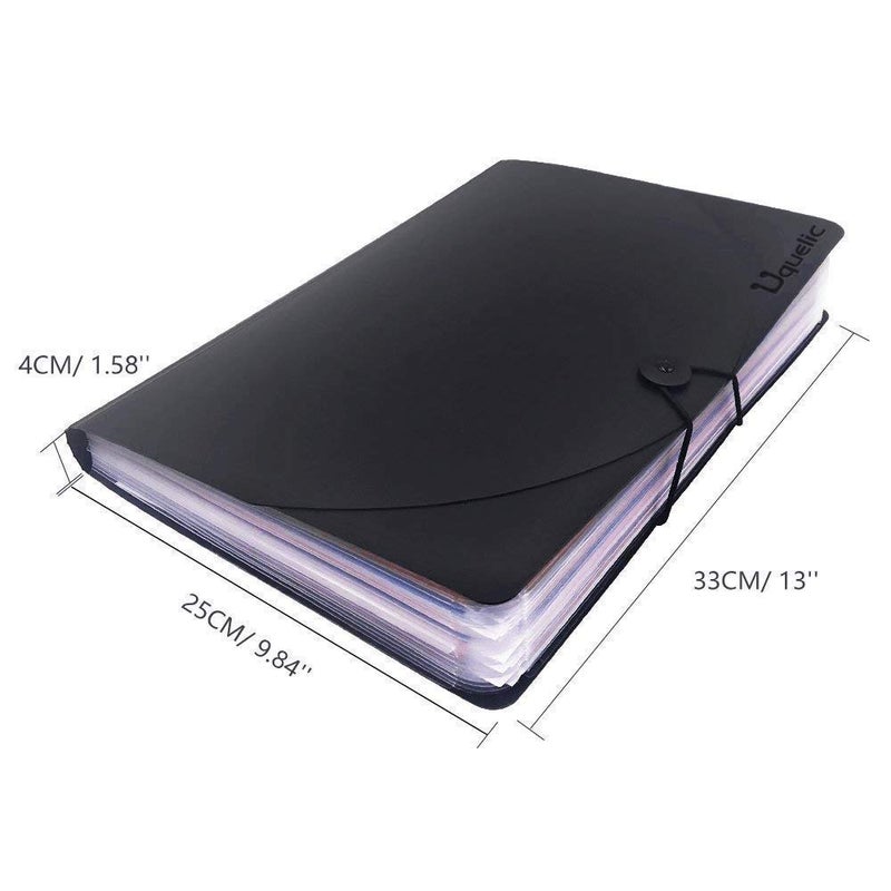 Uquelic 24 Pocket Expanding File Folder with Cover - Large Plastic Rainbow Expandable File Organizer Self Standing Accordion A4 Document Folder Wallet Briefcase Business Filing Box - Image 4