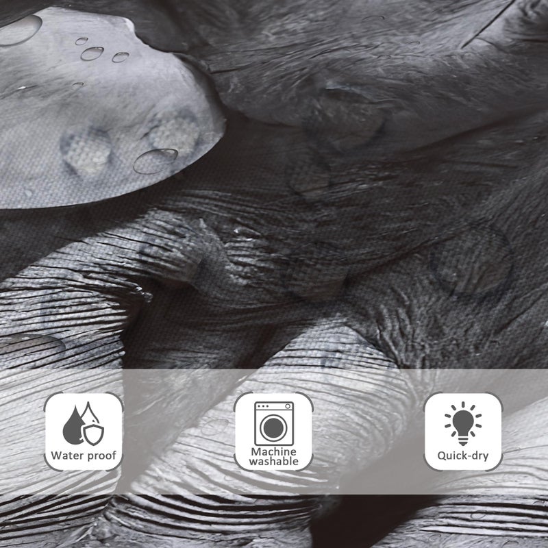 Riyidecor Funny Elephant Shower Curtain African Animal Playing Water Cute Wild Butterfly Raindrop Grey Wildlife Kids 60Wx72H Inch Hilarious Fabric Decor Bathroom Polyester Waterproof 12 Pack Hooks - Image 5