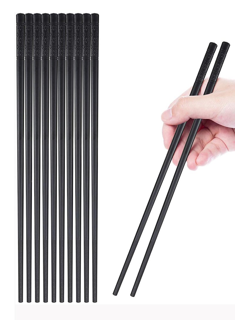 INOVERA (Label) 5 Pairs Fiberglass Reusable Non-Slip Chopsticks for Sushi, Noodles, Fried Rice (24 Cm, Black) - Image 1