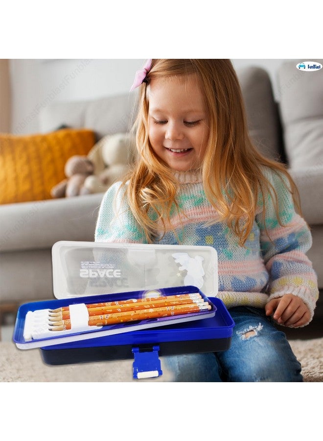 فنبلاست صندوق أقلام فن بلاست للأطفال - رحلة قمرية للبنات، صندوق هندسي أنيق للبنات، قلم متعدد الطبقات مع حافظة، منظم أدوات مكتبية للأطفال في المدارس (لون عشوائي، معدن، متعدد الألوان) - Image 5