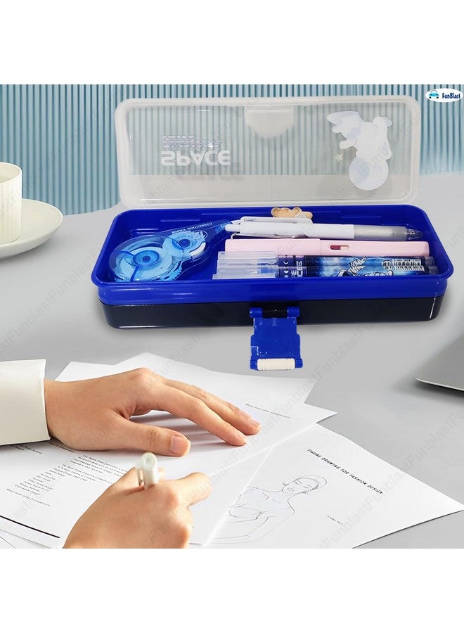 فنبلاست صندوق أقلام فن بلاست للأطفال - رحلة قمرية للبنات، صندوق هندسي أنيق للبنات، قلم متعدد الطبقات مع حافظة، منظم أدوات مكتبية للأطفال في المدارس (لون عشوائي، معدن، متعدد الألوان) - Image 4