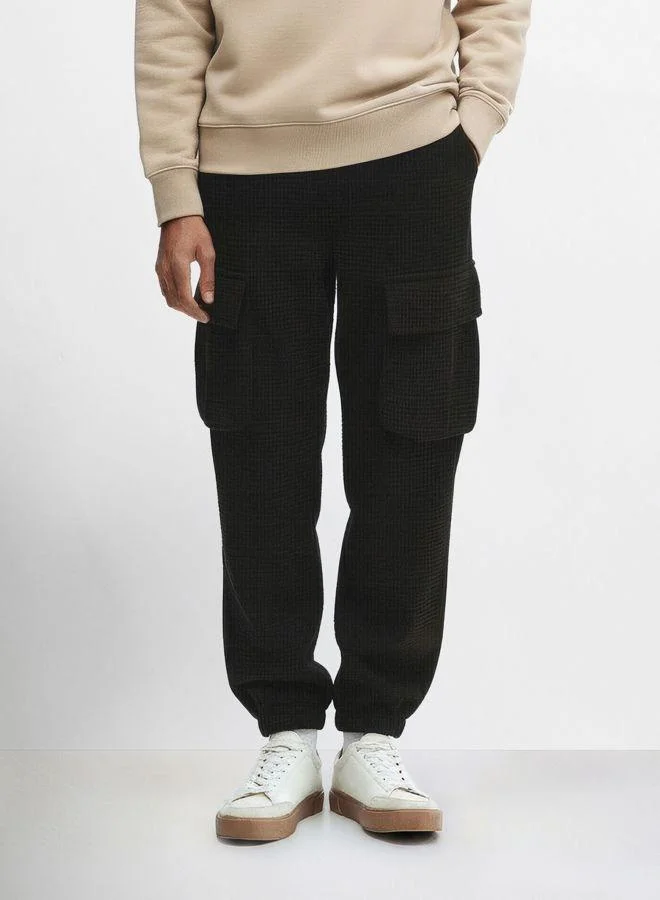 The Indian Garage Co Men Loose Fit Solid Cargo Pocket Mid-Rise Joggers