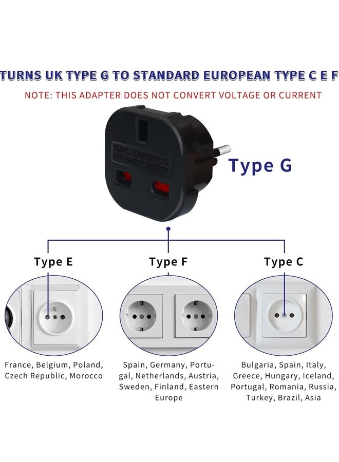Uk to European Plug Adapter, Travel Adapter, Travel Plugs Uk to Eu, European Plug Adapter C, E, F - Image 5