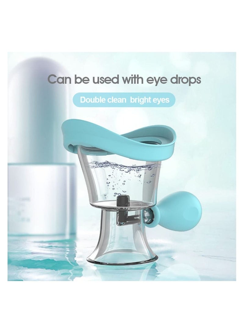 SYOSI Eye Wash Cup,Eye Wash Cleaner Kit Silicon Manual Air Pressure Eye Cleaning Cup Tool Effective Eye Rinse Clean Dust Makeup Irritants,Transparent with Storage Container Eye Cup Soothing Tired Eyes - Image 2