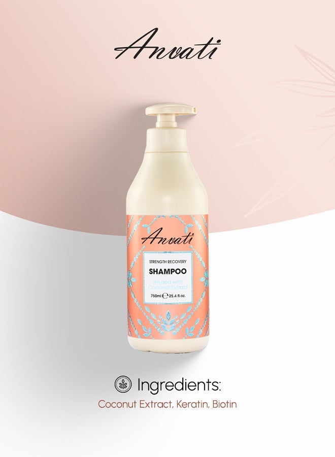 Anvati Strength Recovery Coconut Shampoo – Natural Hair Repair Shampoo for Dry, Damaged Hair - 100% Organic Moisturizing Shampoo for All Hair Types-750ml - Image 5